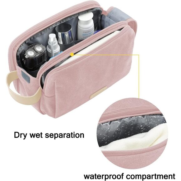 Women Toiletry Bag Water-Resistant Organizer Travel Cosmetic Dopp Kit Pink - Picture 3 of 6